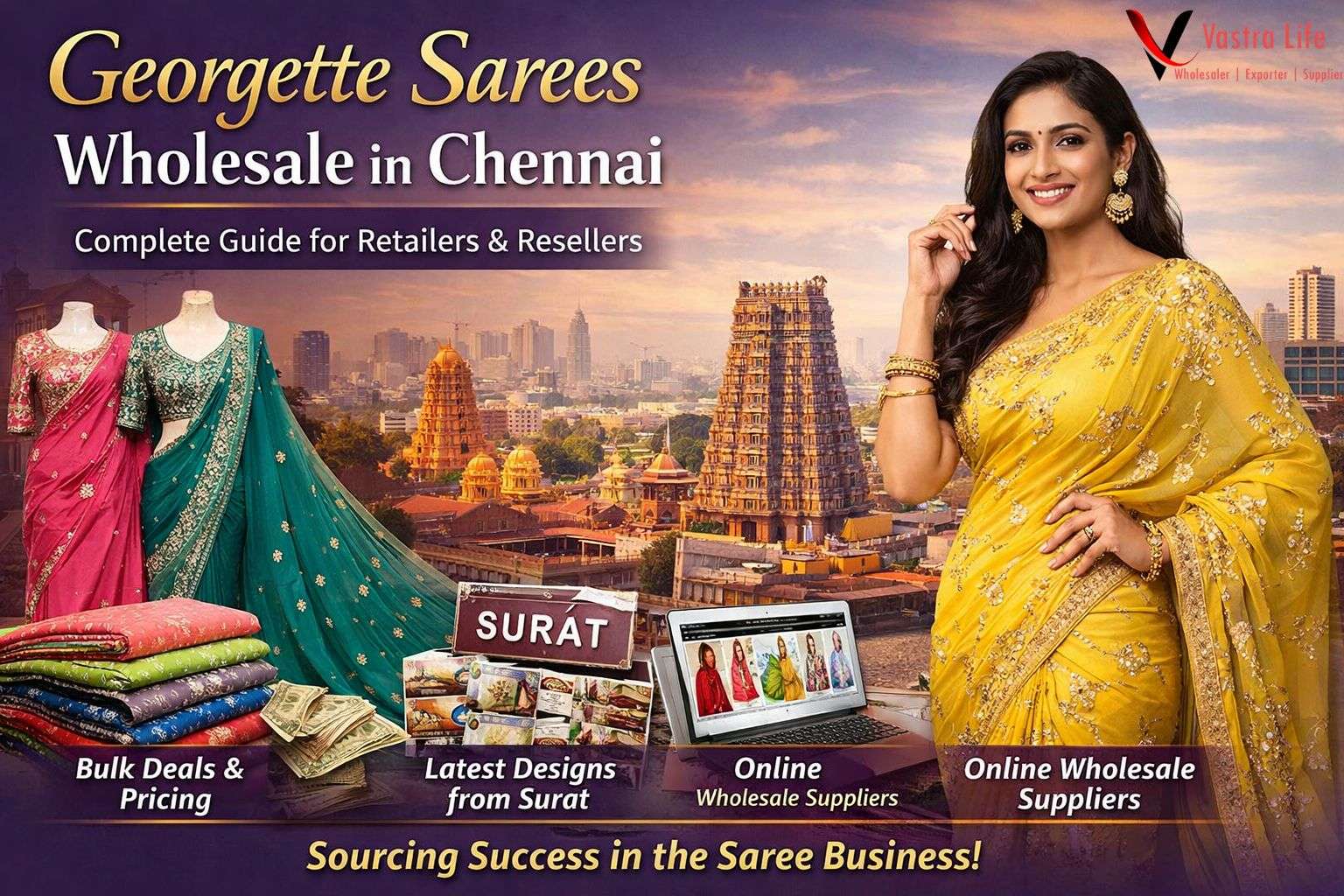 Georgette Sarees Wholesale in Chennai – Complete Guide for Retailers & Resellers