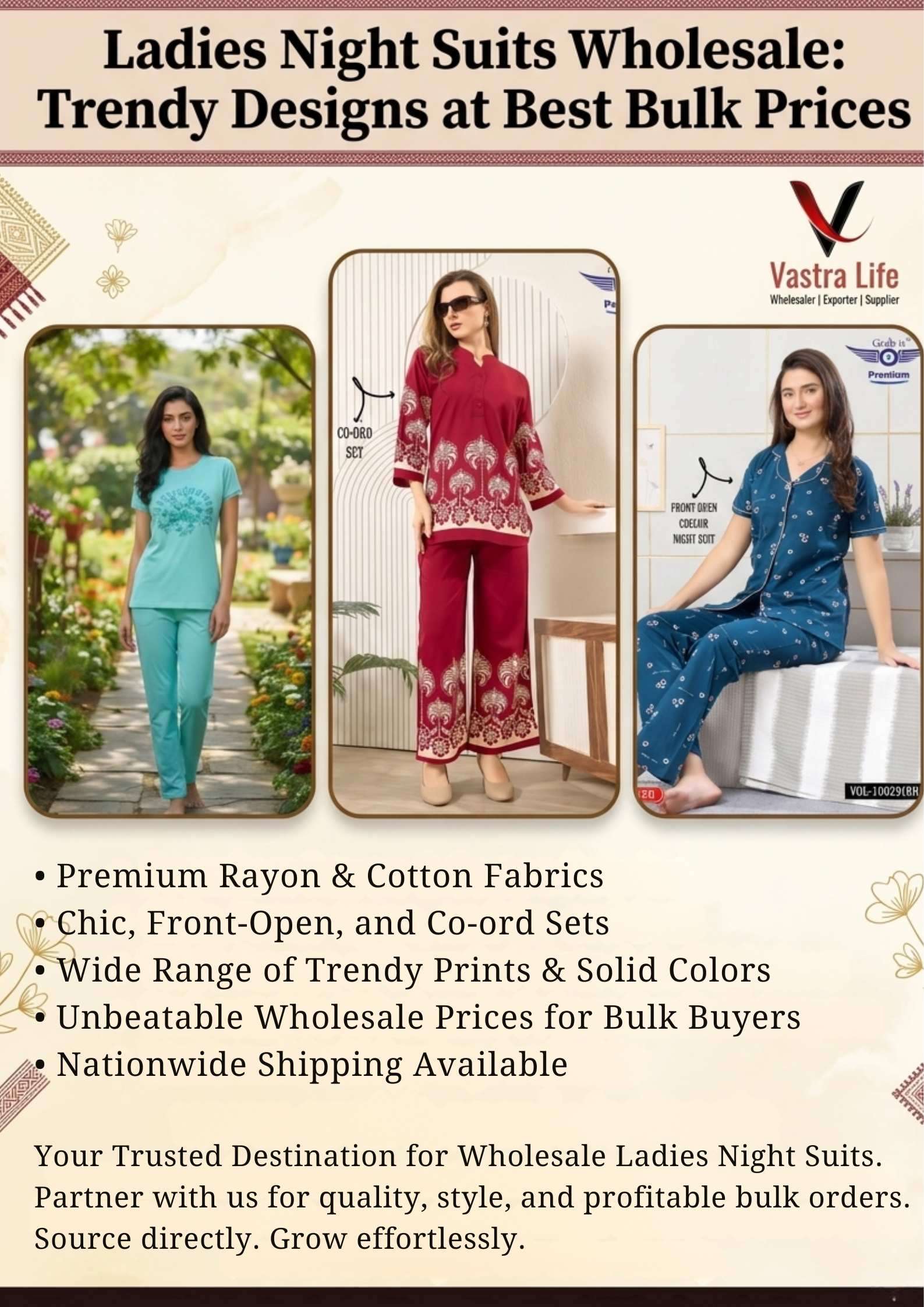 Ladies Night Suits Wholesale: Trendy Designs at Best Bulk Prices