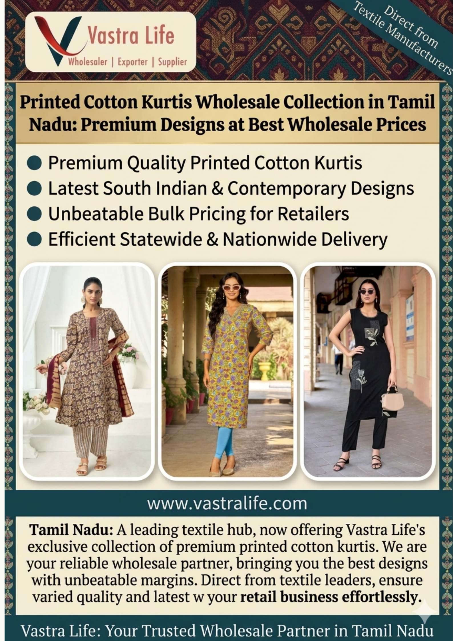 Printed Cotton Kurtis Wholesale Collection in Tamil Nadu: Premium Designs at Best Wholesale Prices