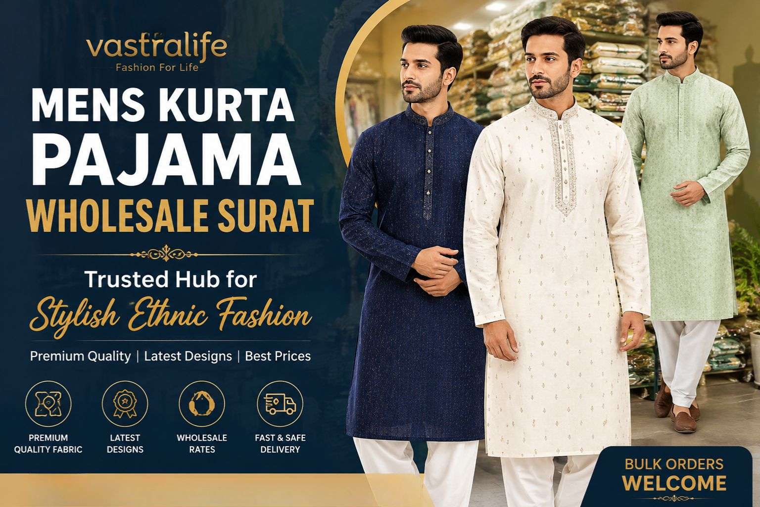 Mens Kurta Pajama Wholesale Surat – Trusted Hub for Stylish Ethnic Fashion