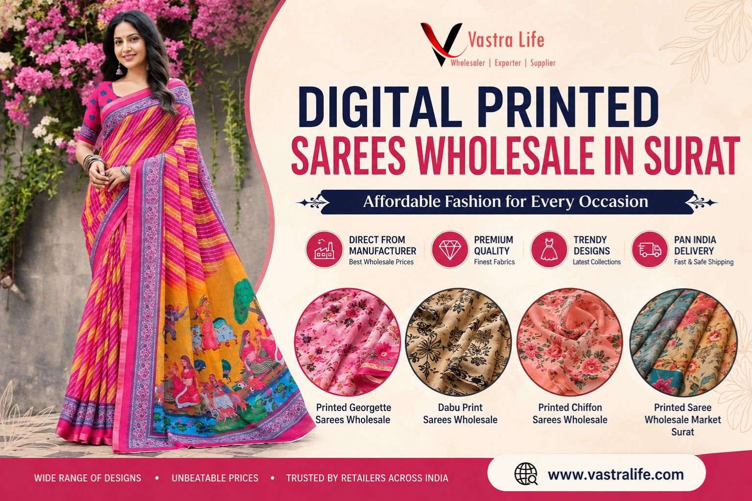 Digital Printed Sarees Wholesale in Surat: Affordable Fashion for Every Occasion