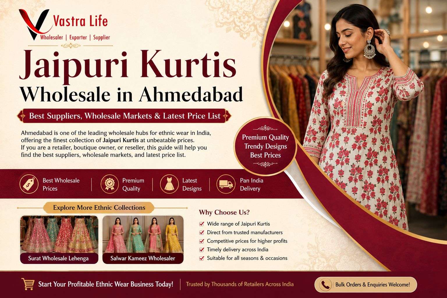 Jaipuri Kurtis Wholesale in Ahmedabad: Best Suppliers, Wholesale Markets & Latest Price List