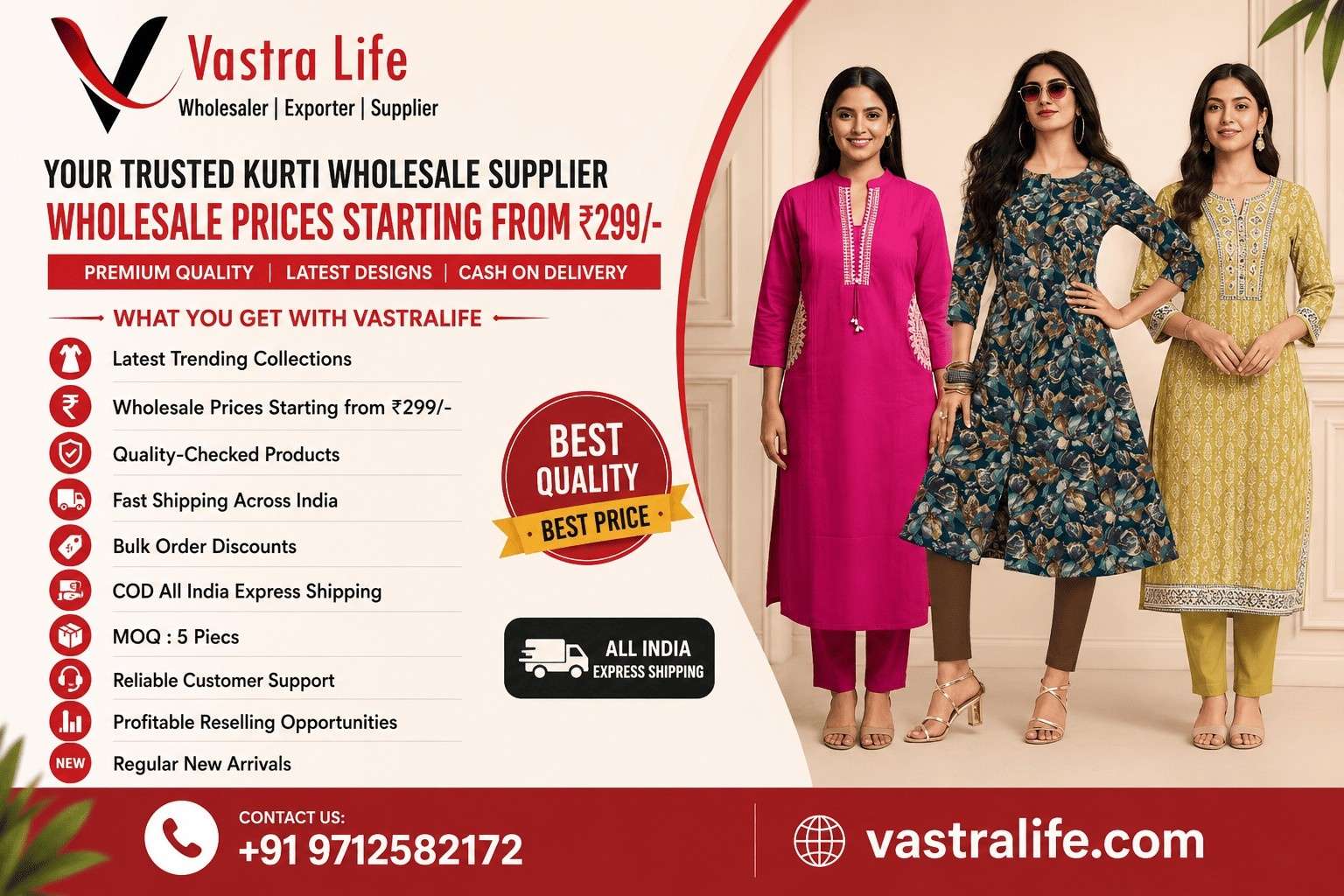 Kurti Wholesale Supplier with Cash on Delivery in India