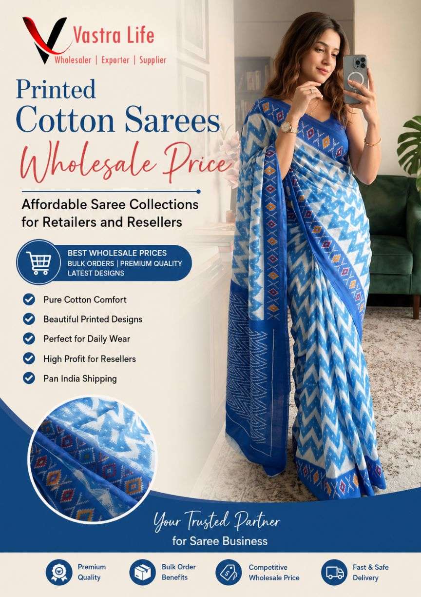 Printed Cotton Sarees Wholesale Price – Affordable Saree Collections for Retailers and Resellers