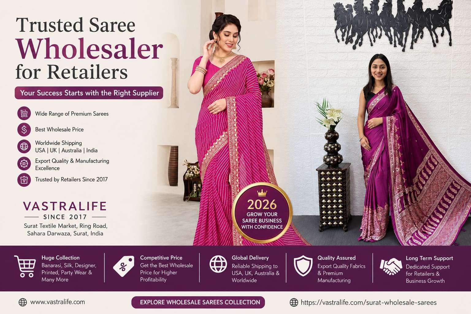 Trusted Saree Wholesaler for Retailers: Complete 2026 Guide to Growing Your Saree Business with a Reliable Surat Supplier