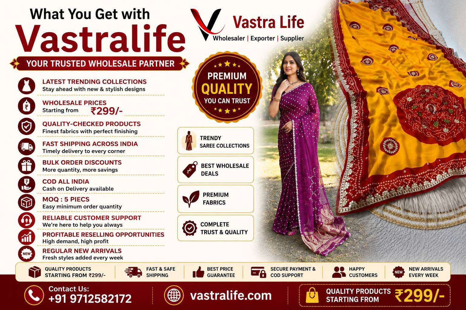 Low MOQ Wholesale Saree Supplier in India 
