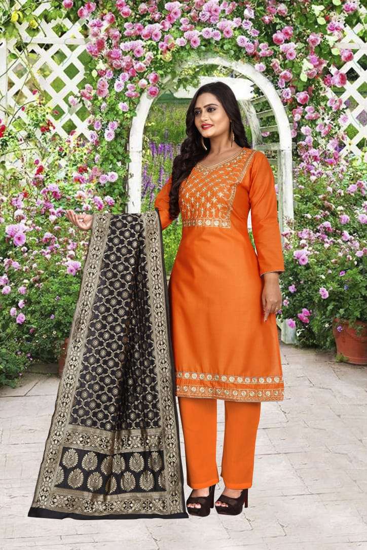  suit dress material orange colour 