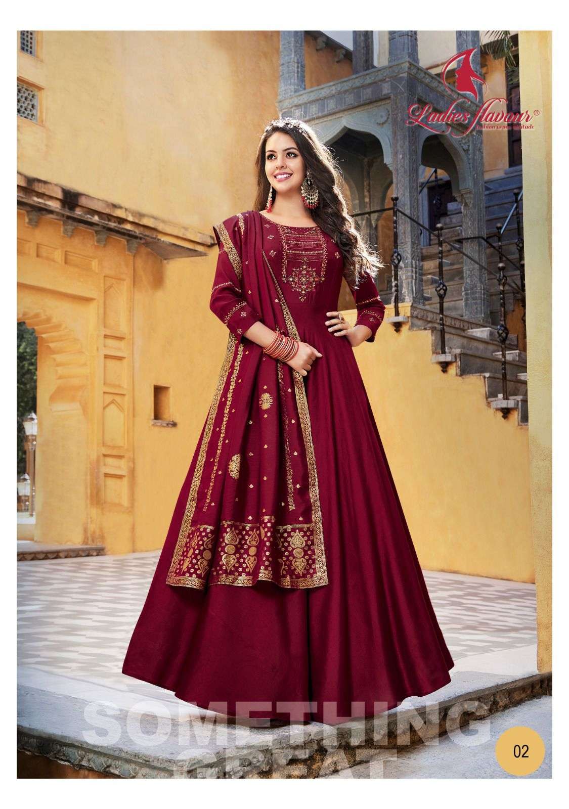 Ladies Flavour  Rangrez Launches New Designer Gown Dupatta Set Collection 