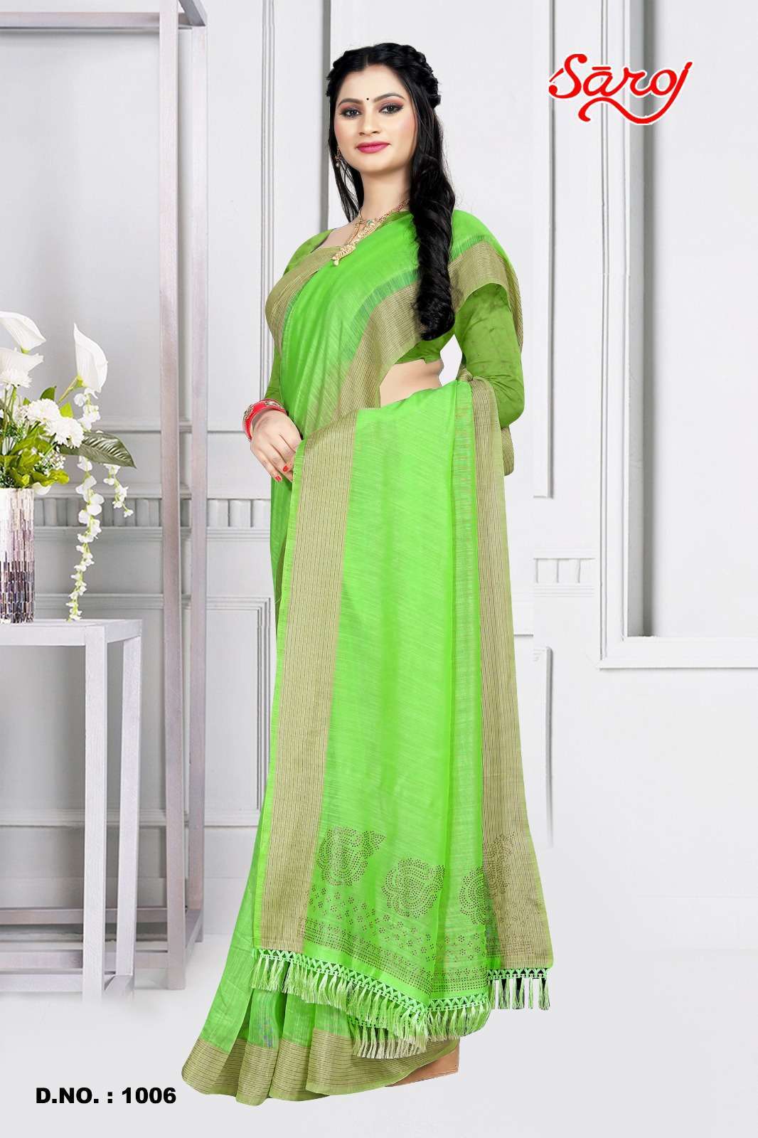 parrot green contrast blouse