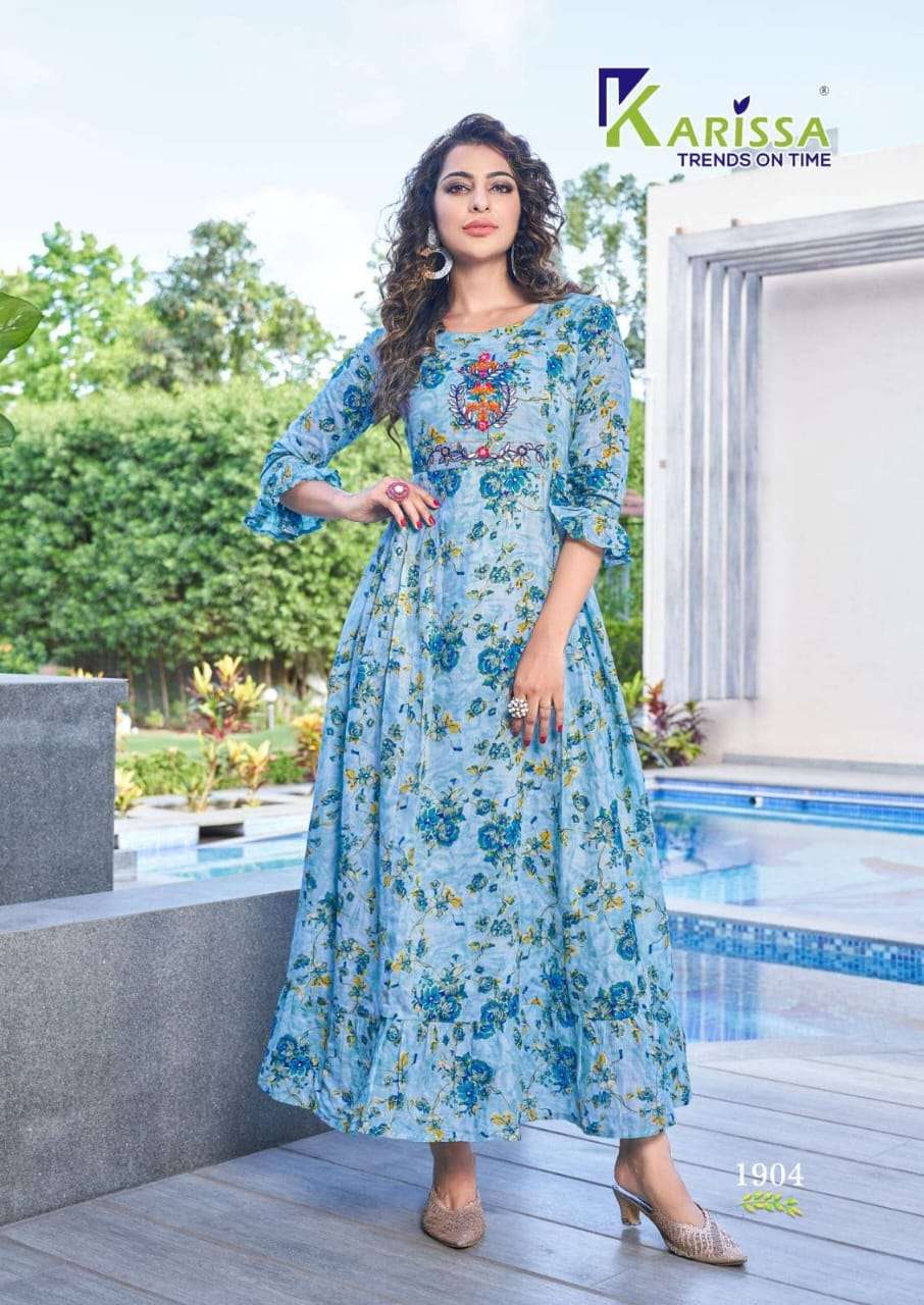 Printed Stitch Long Gown Kurti at Rs 699 in Surat | ID: 23534785133