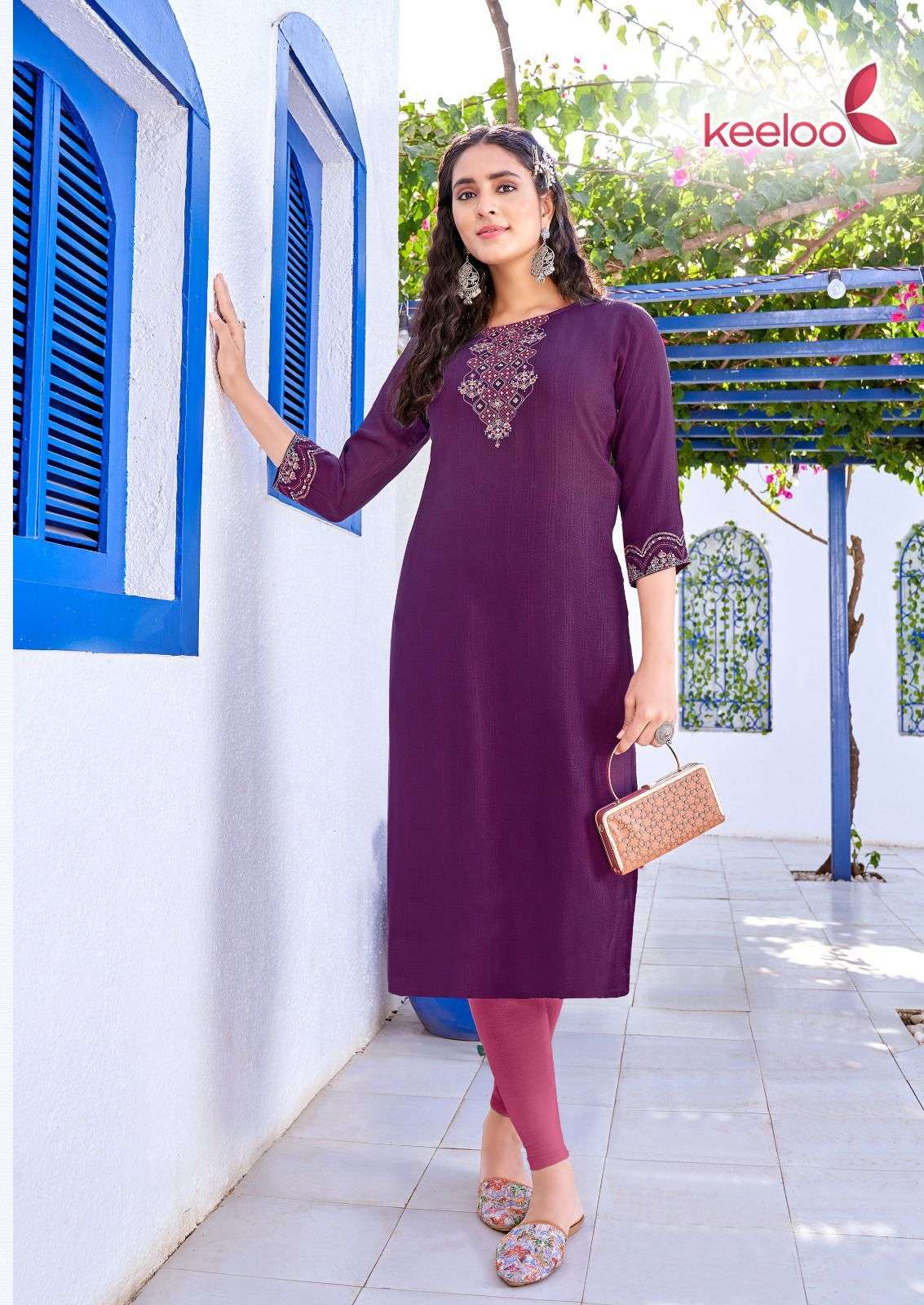 KEELOO PRESENTS HEAVY RAYON  WITH WORK  KURTIES COLLECTION