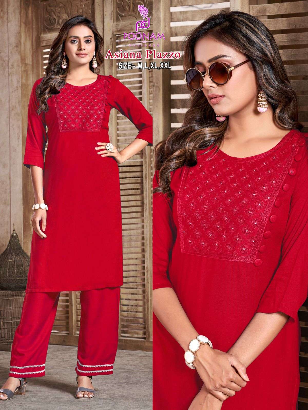POONAM Asiana Plazzo Presents Kurti With Pant Collection At Wholesale