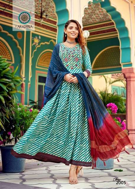 aaradhana laheriya fency designer gown with duppata - aaradhana kurti manufacturer in surat