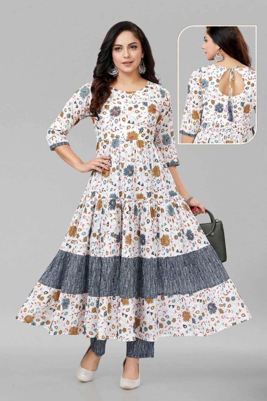 Art Riddhs printed flair gown style kurti wholesale online