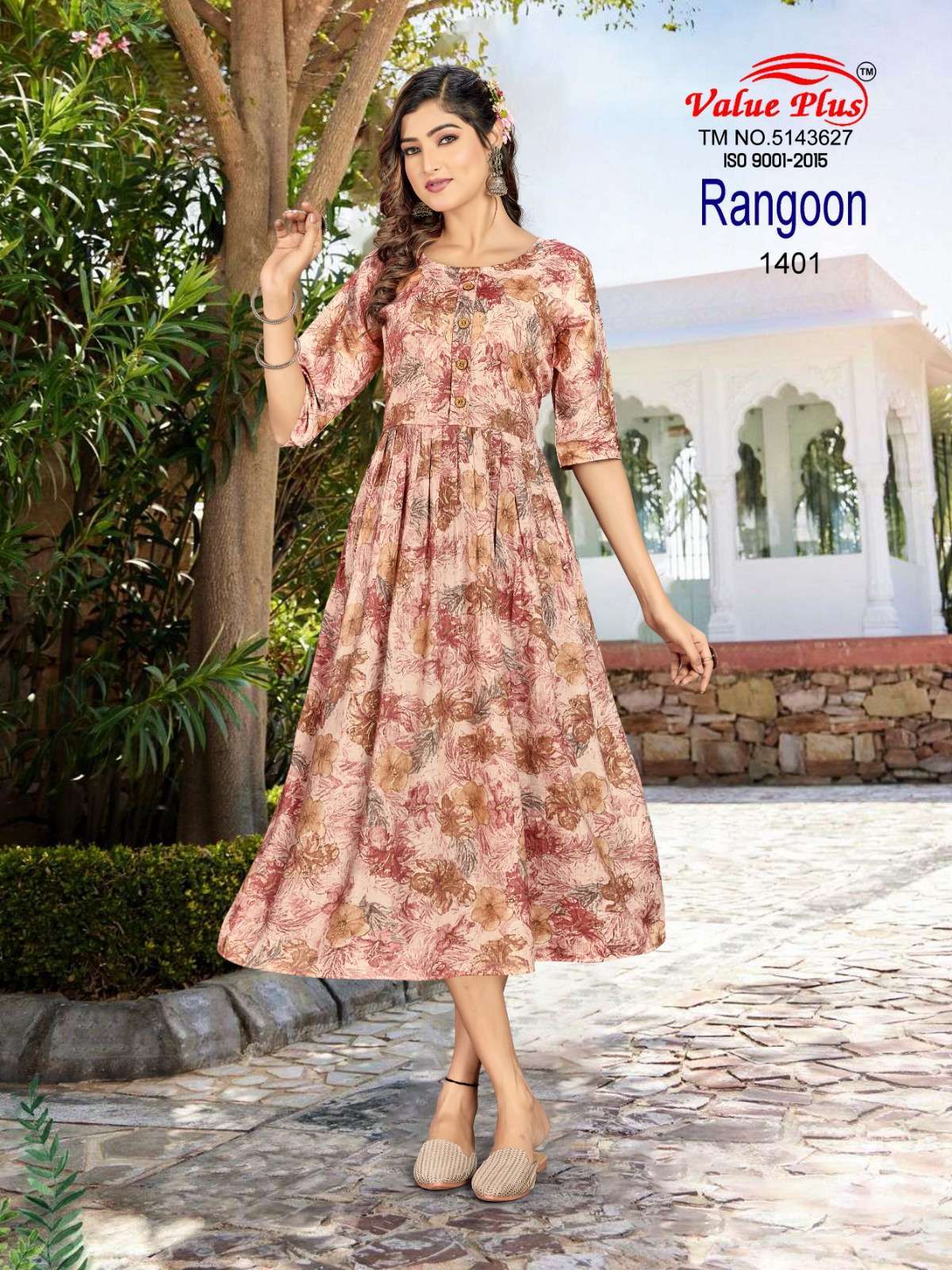 RANGOON Vol 6. D - 1401 Reyon Gown Kurti Wholesale collection