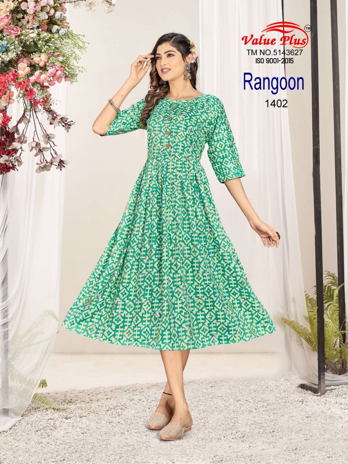 RANGOON Vol 6. D - 1402 Reyon Gown Kurti wholesale manufacturer surat