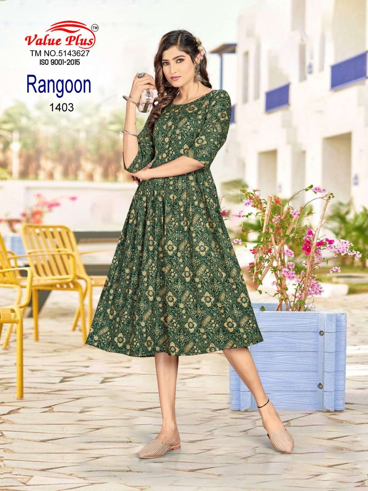 RANGOON Vol 6. D - 1403 Reyon Gown Kurti Wholesale surat india