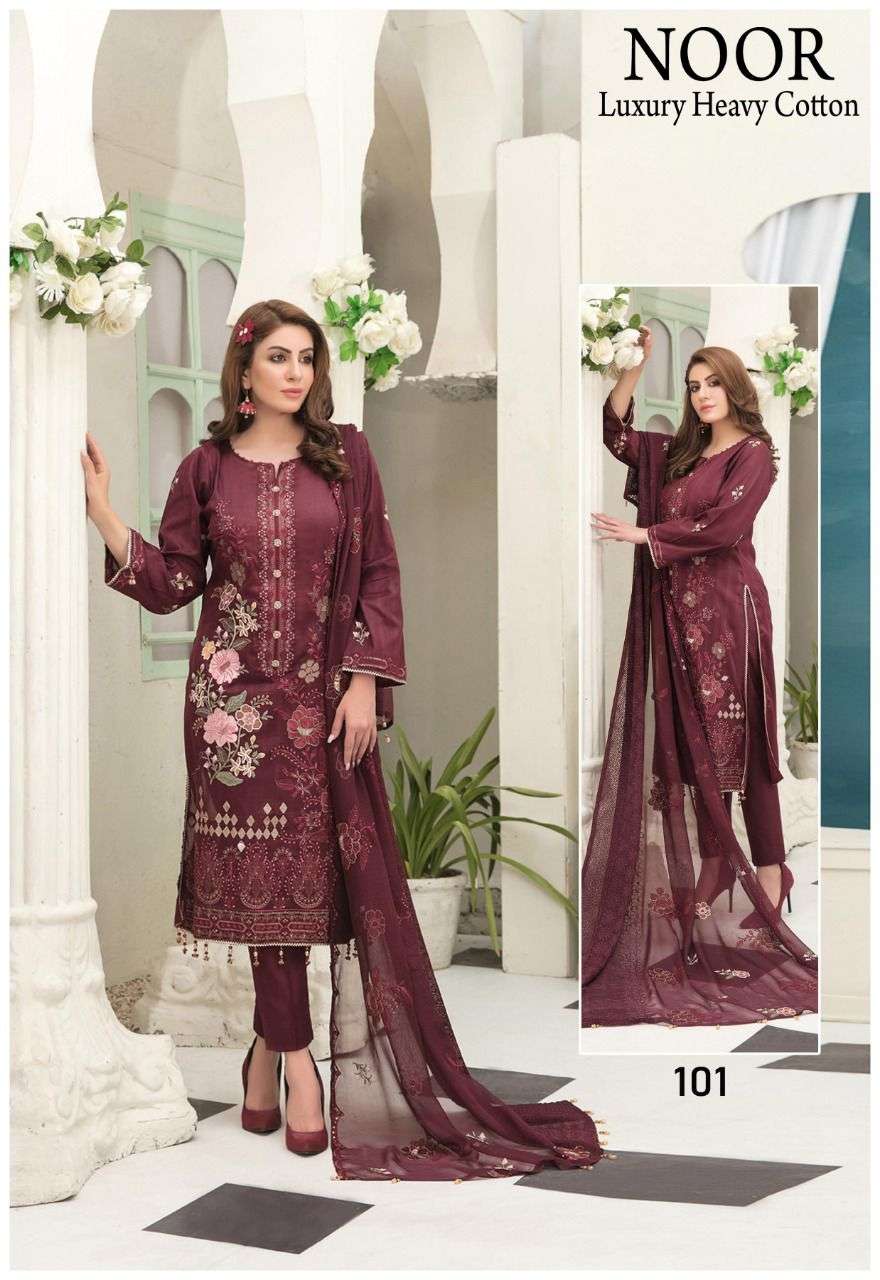 Saadia Asad Noor Luxury Heavy Cotton Karchi churidar  Dress Material wholesale in mumbai