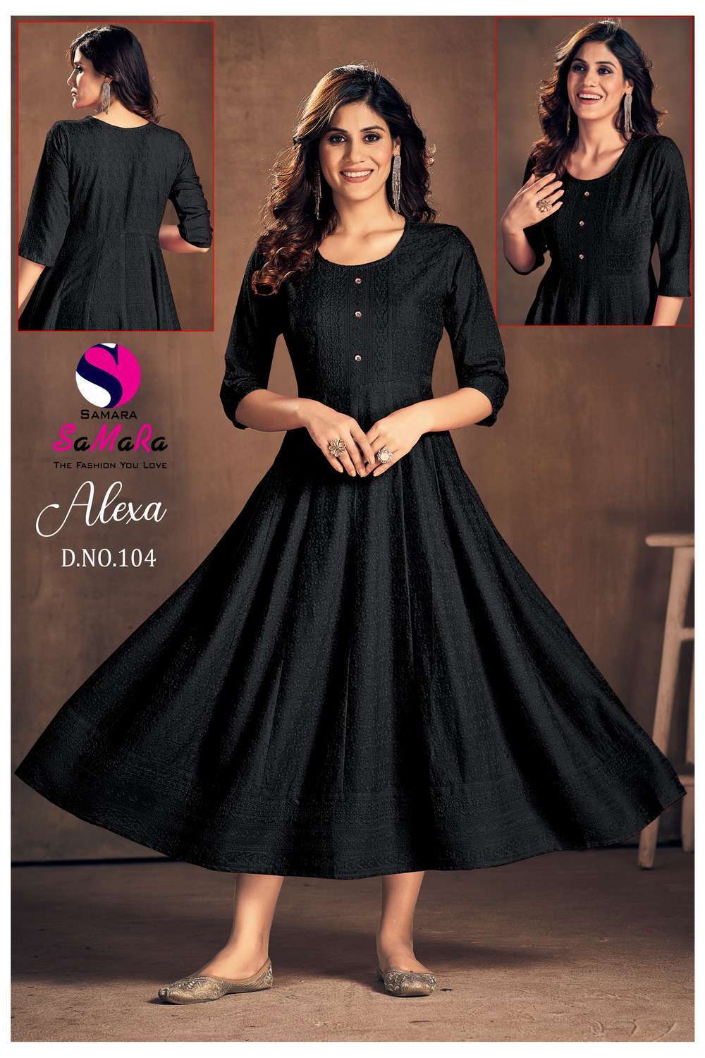 Latest Designer Manika Black Loose Fit Anarkali Kurta - New Women Dresses