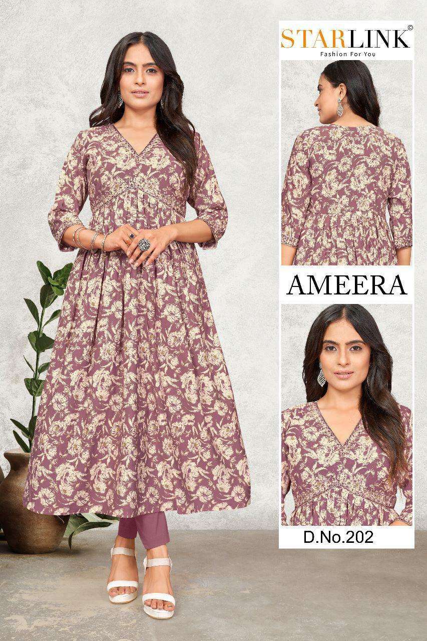 STARLINK AMEERA D - 202 aliya Cut Kurti Wholesale price