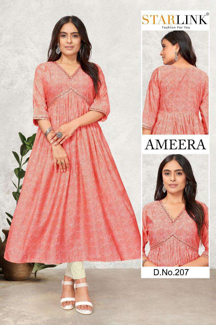 STARLINK AMEERA D - 207 Naira Cut Kurti Wholesale online