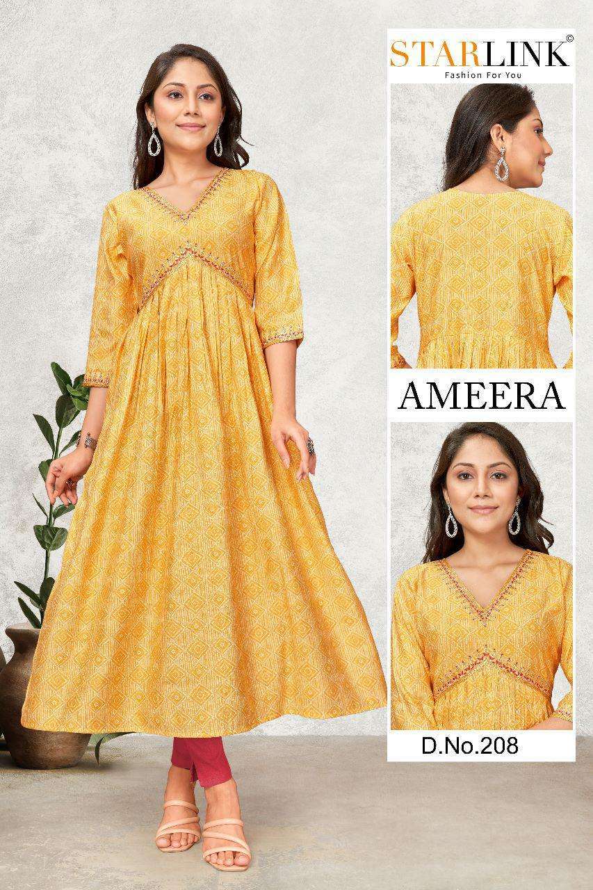 STARLINK AMEERA D - 208aliyaCut Kurti Wholesale price