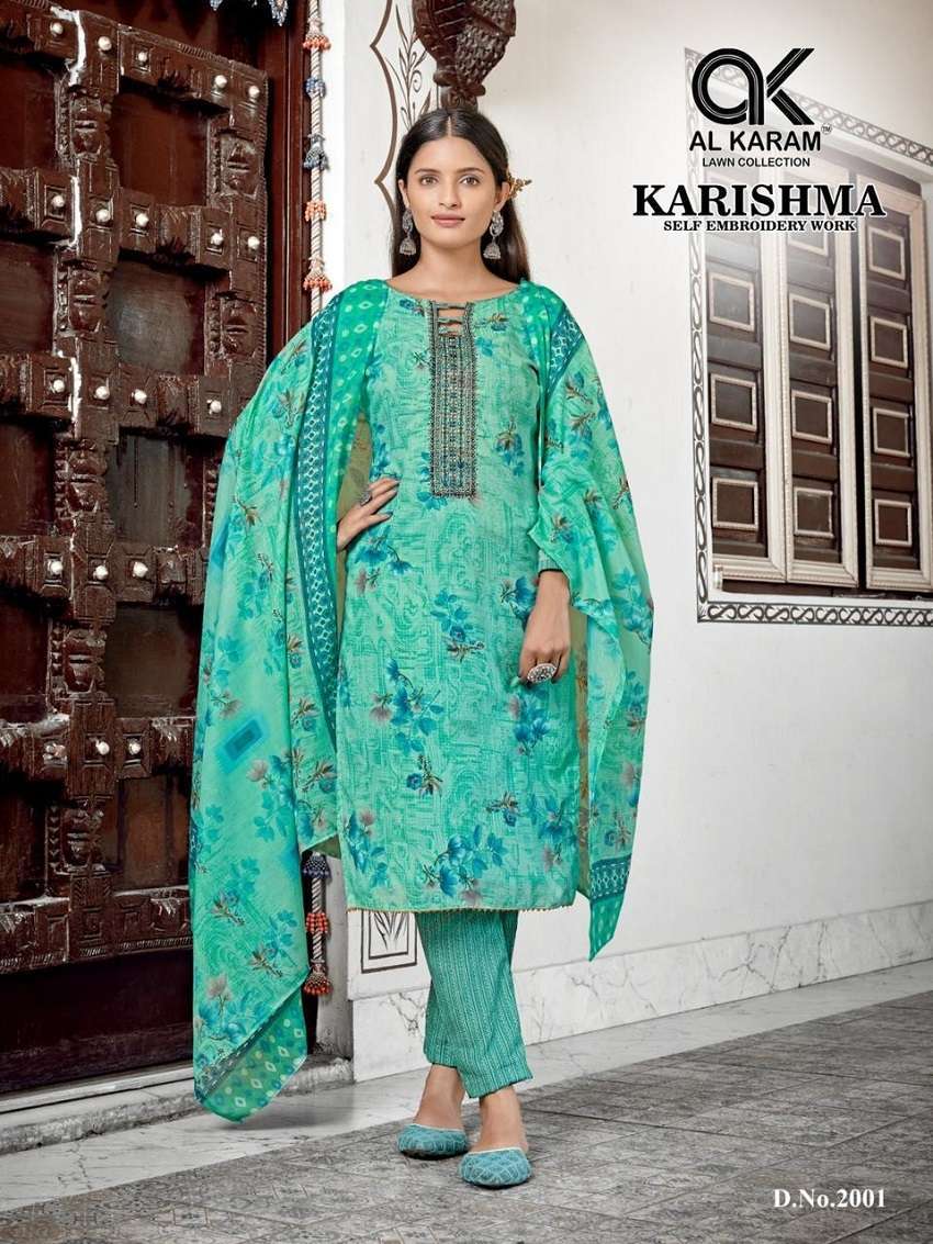 Alkaram Karishma Self Embroidery Work  Karachi Style - Dress Material wholesale online in india
