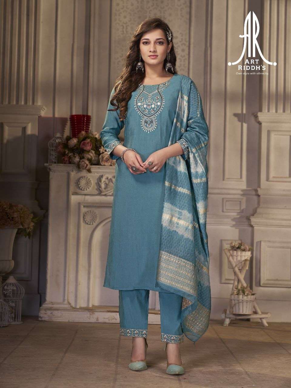 Artriddh pure modal kurti pant dupatta wholesale