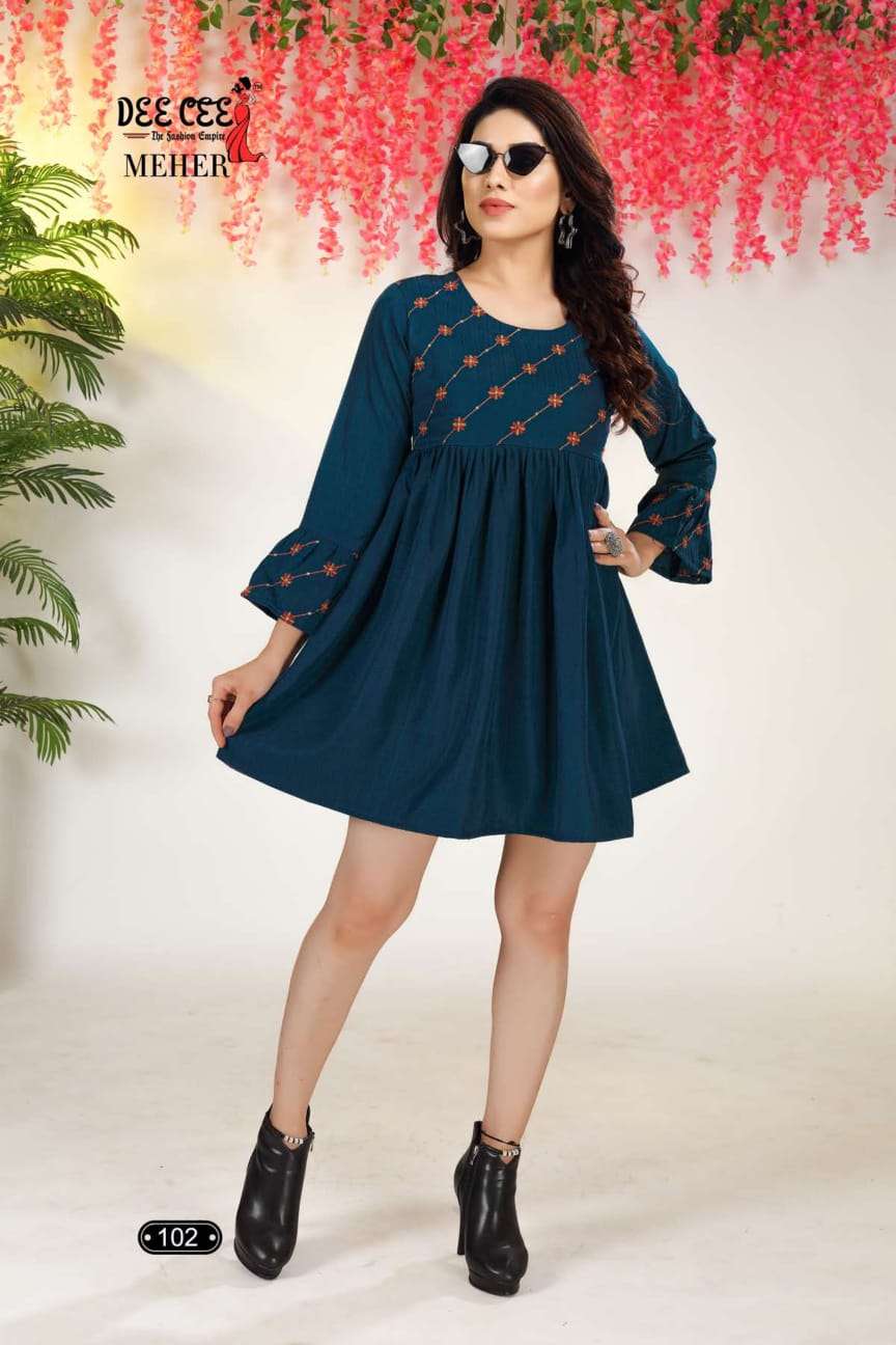 deecee meher fancy fabric short top frock style wholesale