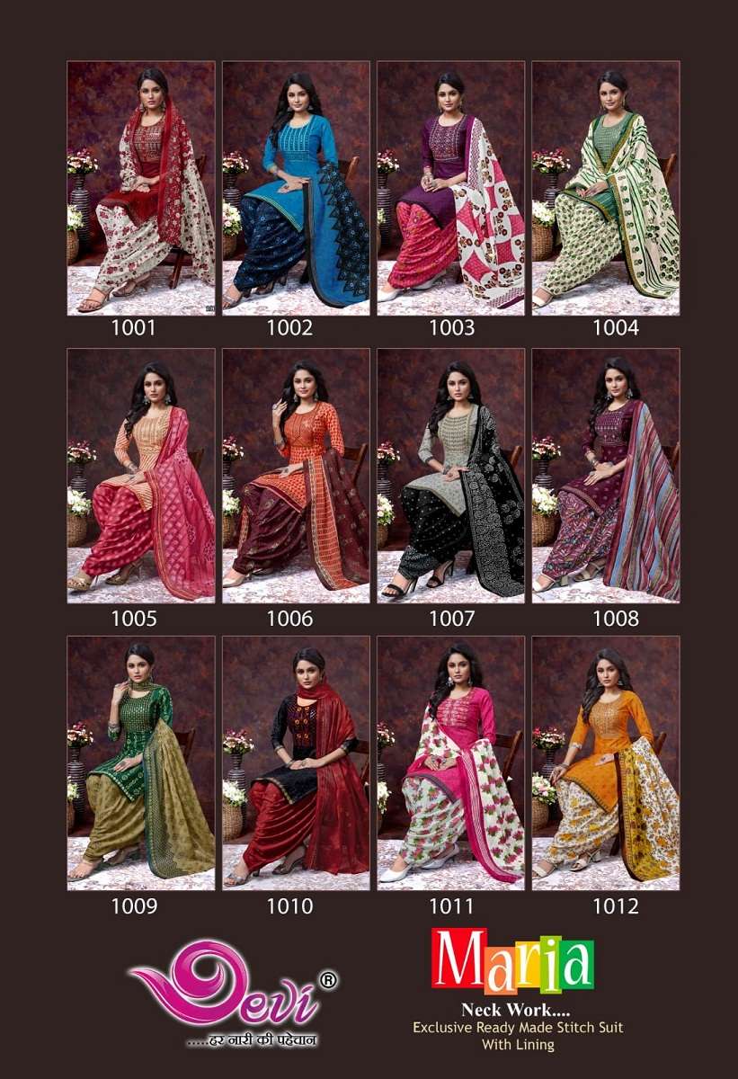  Devi Maria Neck Work -with full inner Readymade dress material wholesale