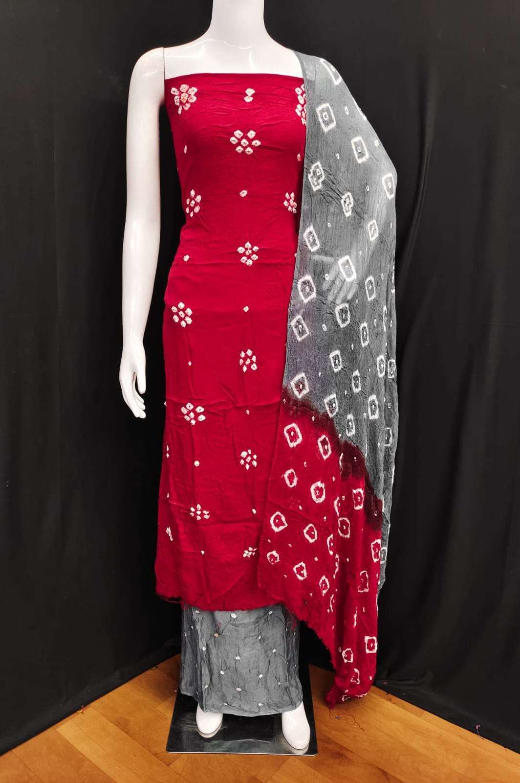 RUHI Rayon Hand Bandhej Dress Material Wholesale�