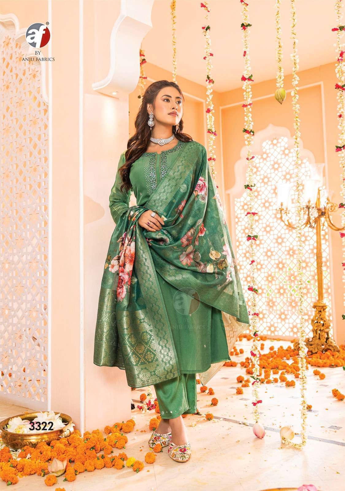 Anju fabric  Tyohaar  Boutique Kurti pant dupatta wholesale india 