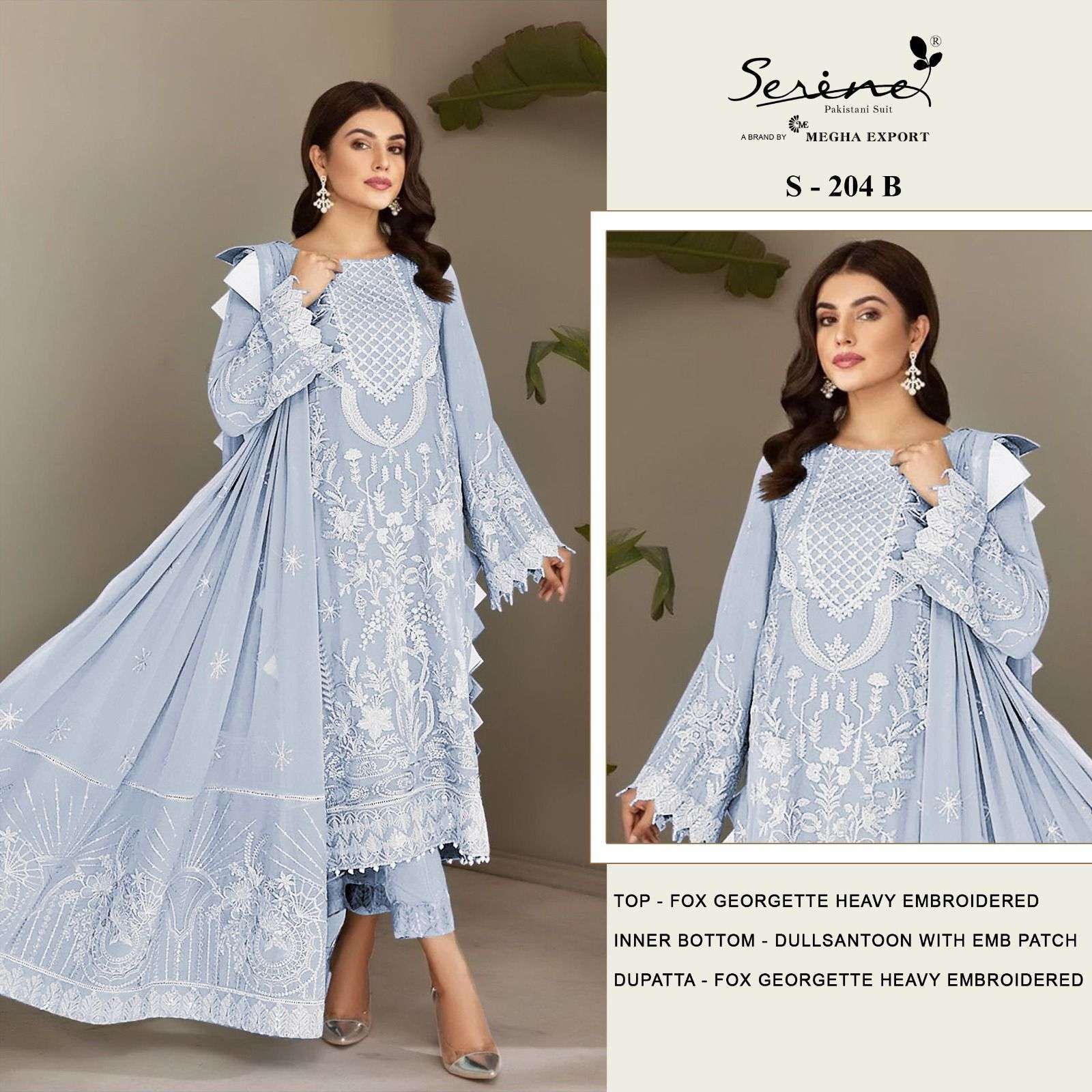 	Serine S 204 A To D Pakistani Designer Salwar Kameez wholesale market 