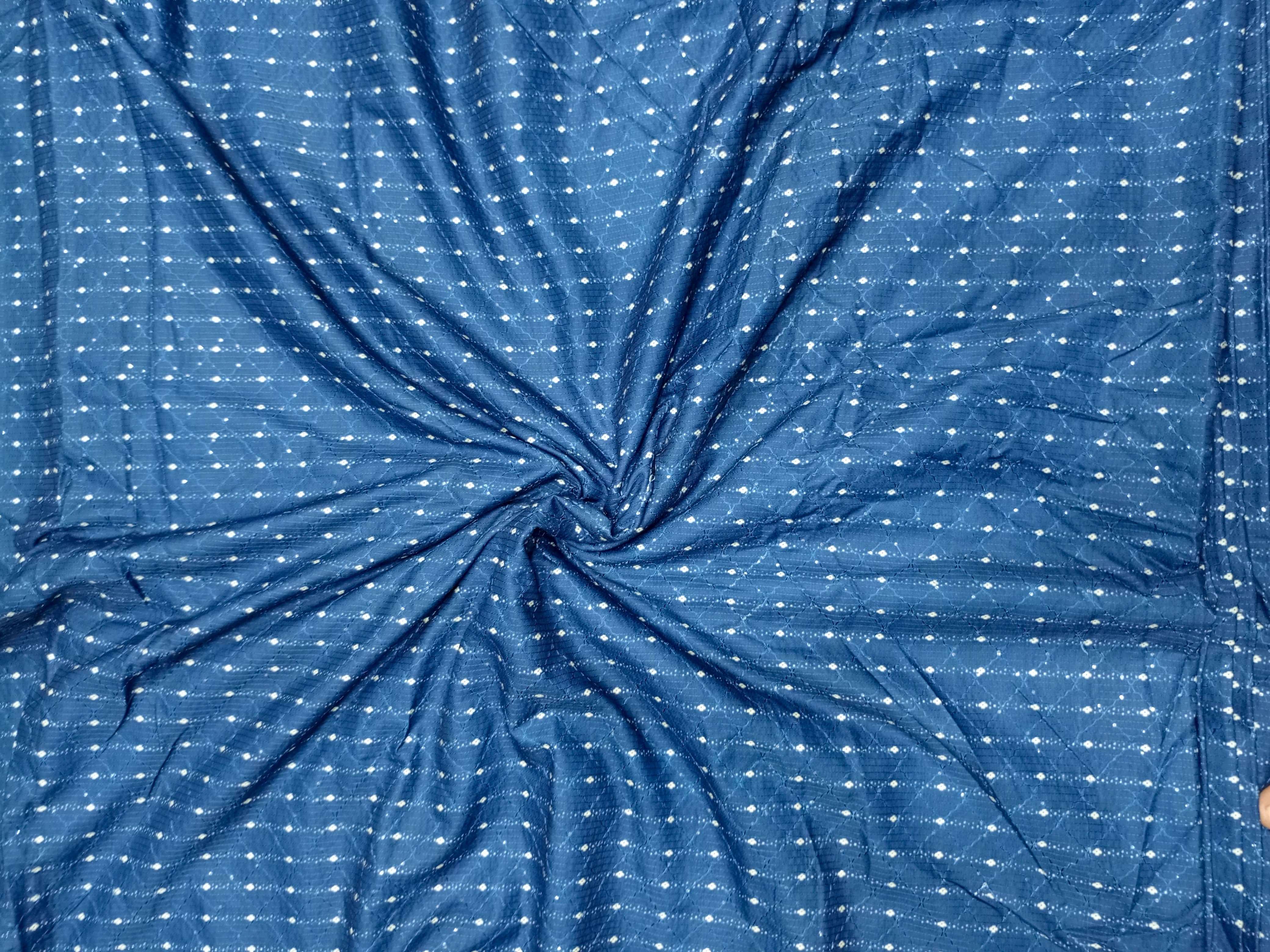 Blue Digital Crochet work Kurta fabric wholesale