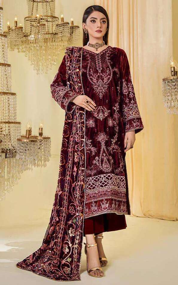 DEEPSY SUITS  SANA SAFINAZ velevt with heavy embroidery Salwar Kameez Wholesale