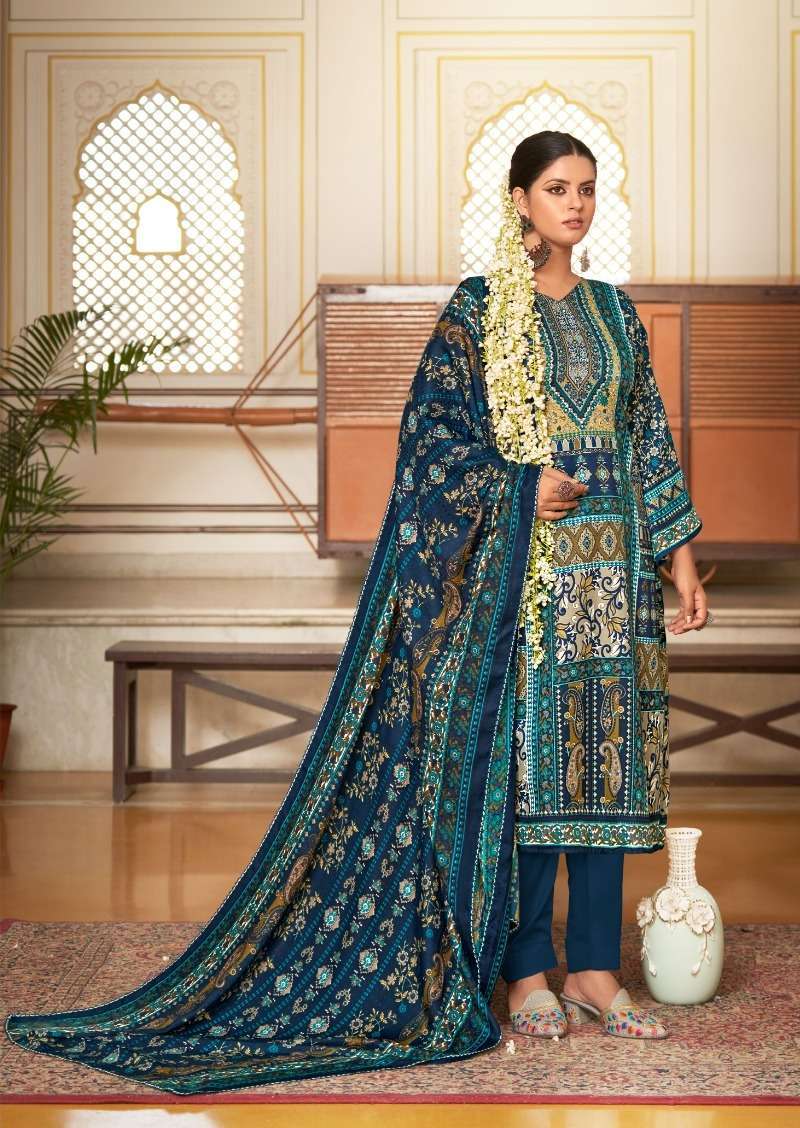 	Zulfat Wahida Wool Pashmina winter  Dress Material  wholesale collection 