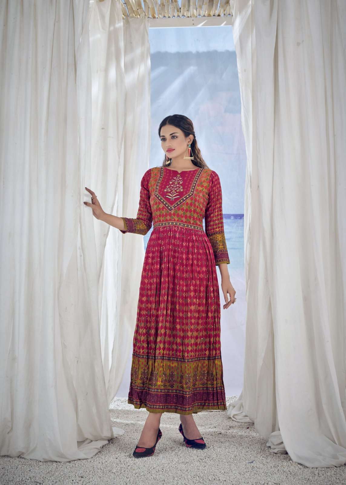 Amoha Trendz Kig Pure Viscose Muslin Long Kurti Gown Kurti Bulk Exporters to India