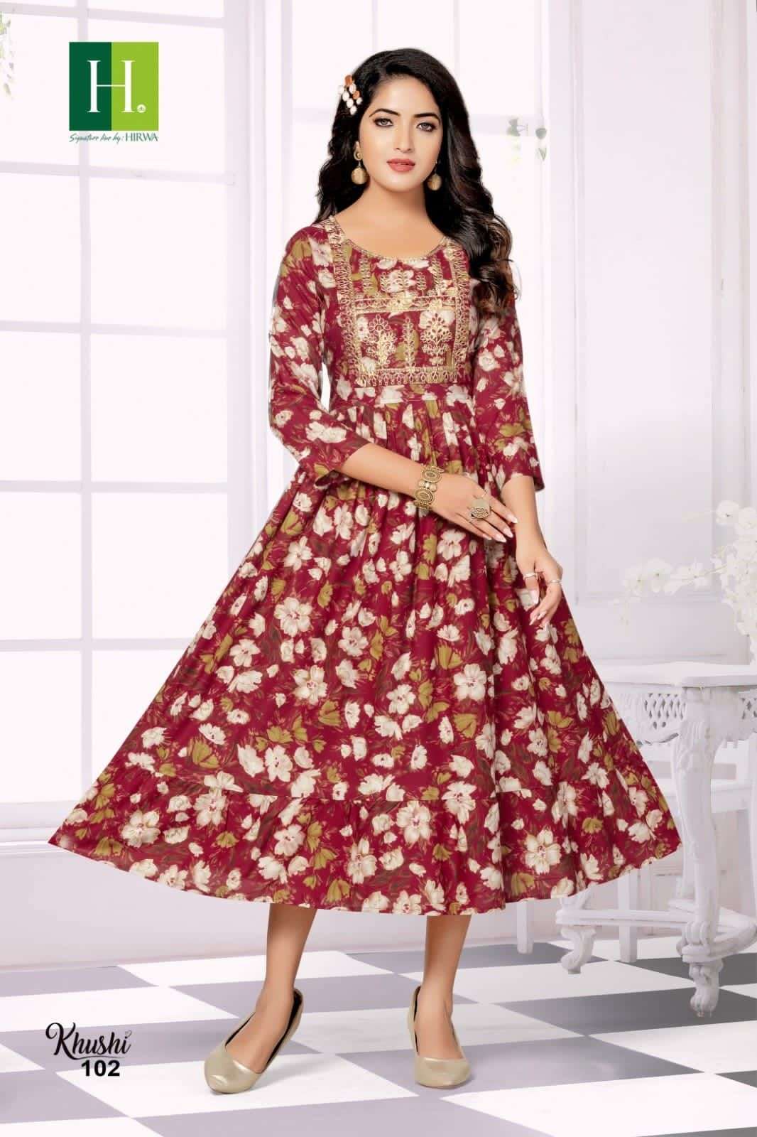 HIRWA KHUSHI Kurti Indian Designer Kurti