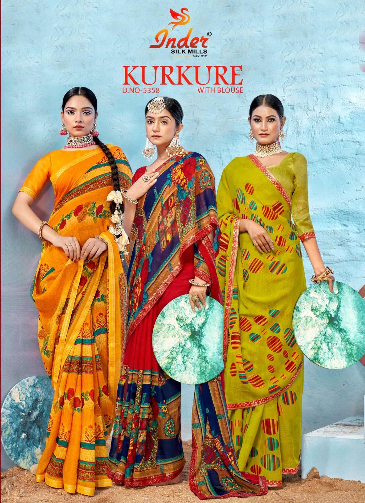 Kurkure inder silk law range printed saree wholesale india