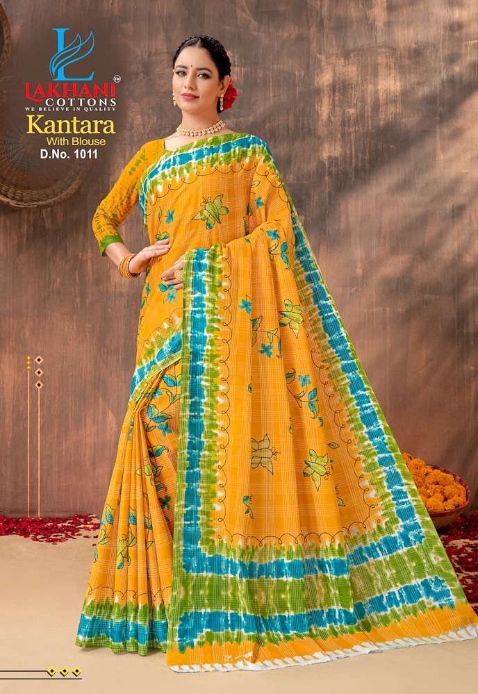 Lakhani Kantara Cotton casual wear saree wholesale market