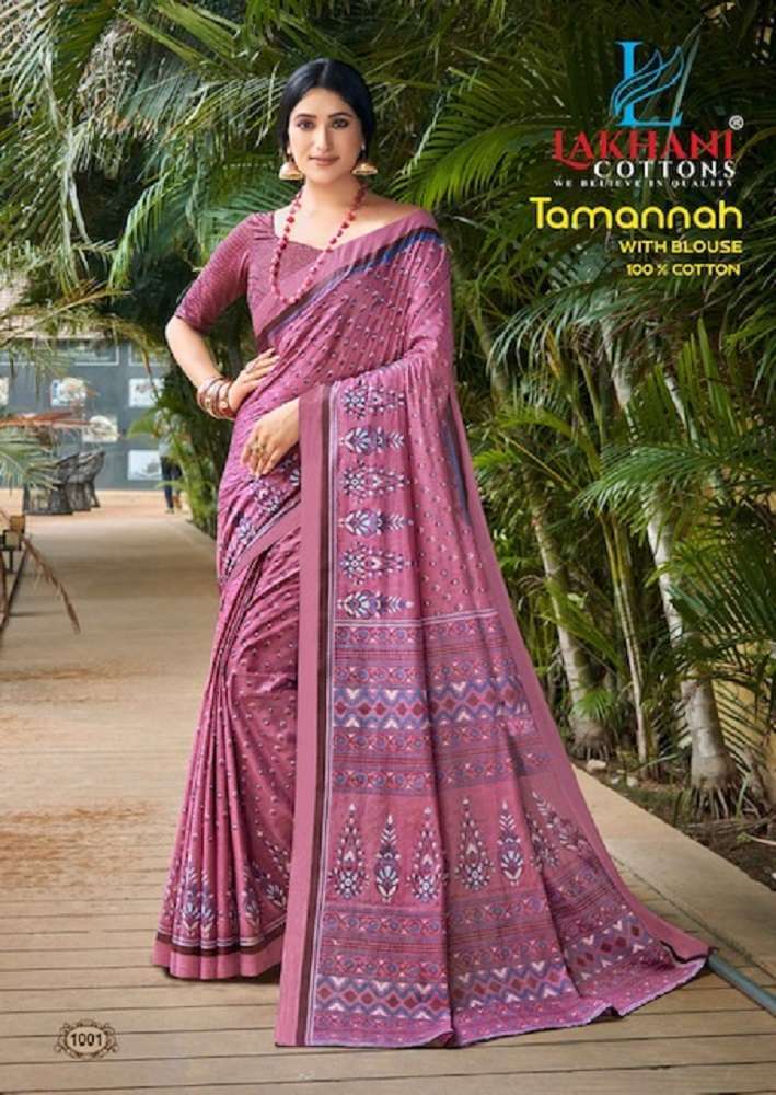 Lakhani Tamannah Cotton casual wear Saree Wholesale india