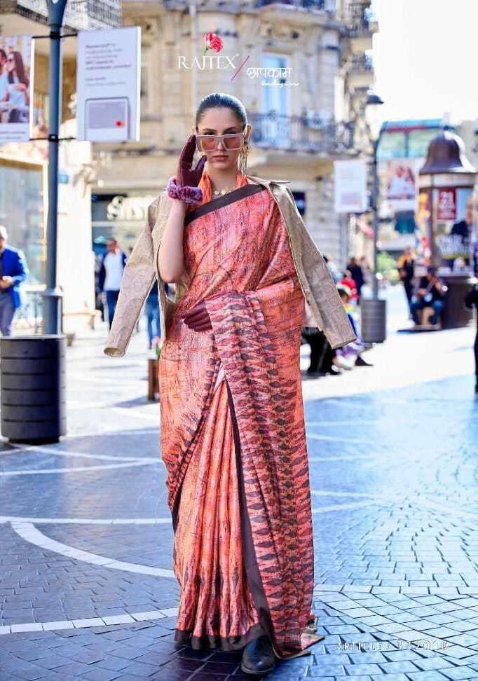 Rajtex Klora Digital Printed Satin Crepe Saree Designer Saree Work