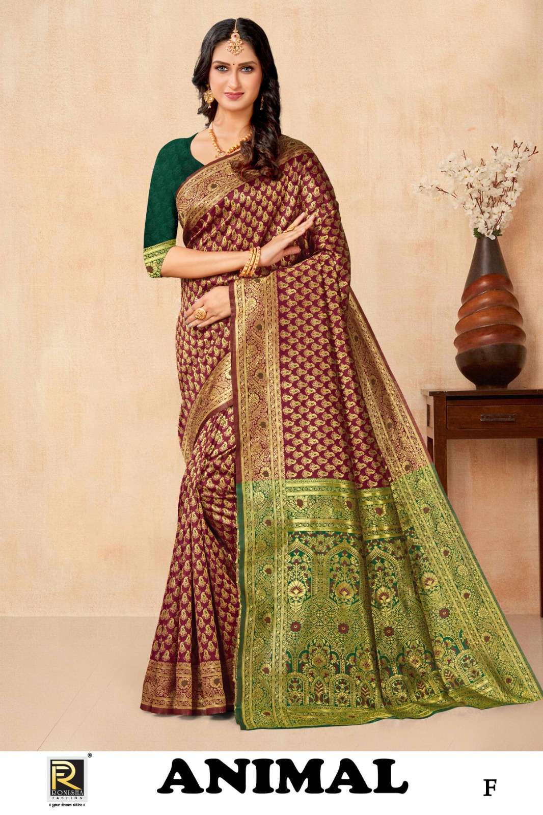 Ronisha Animal Banarasi Silk Designer Saree Wholesale saree suppliers