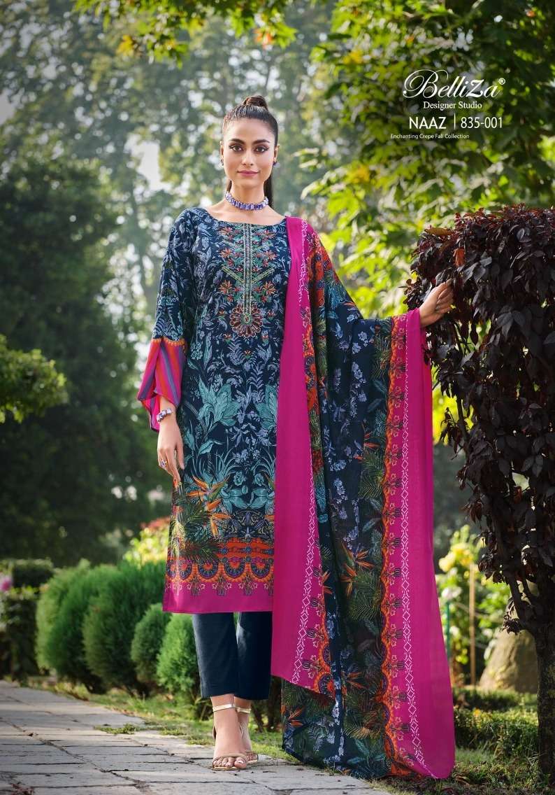 Belliza Naaz Pure Crepe Designer Dress Material  Surat dress market