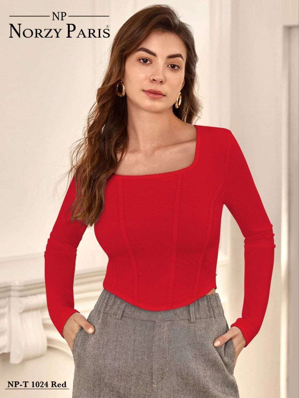 Buy online Women's Crop Square Neck Top from western wear for