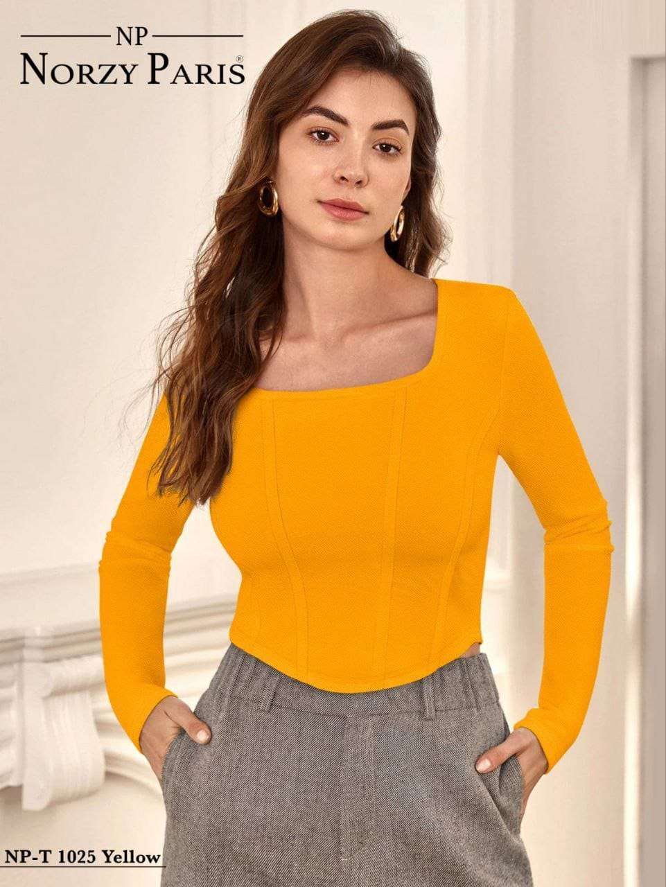 Yellow trendy cheap tops