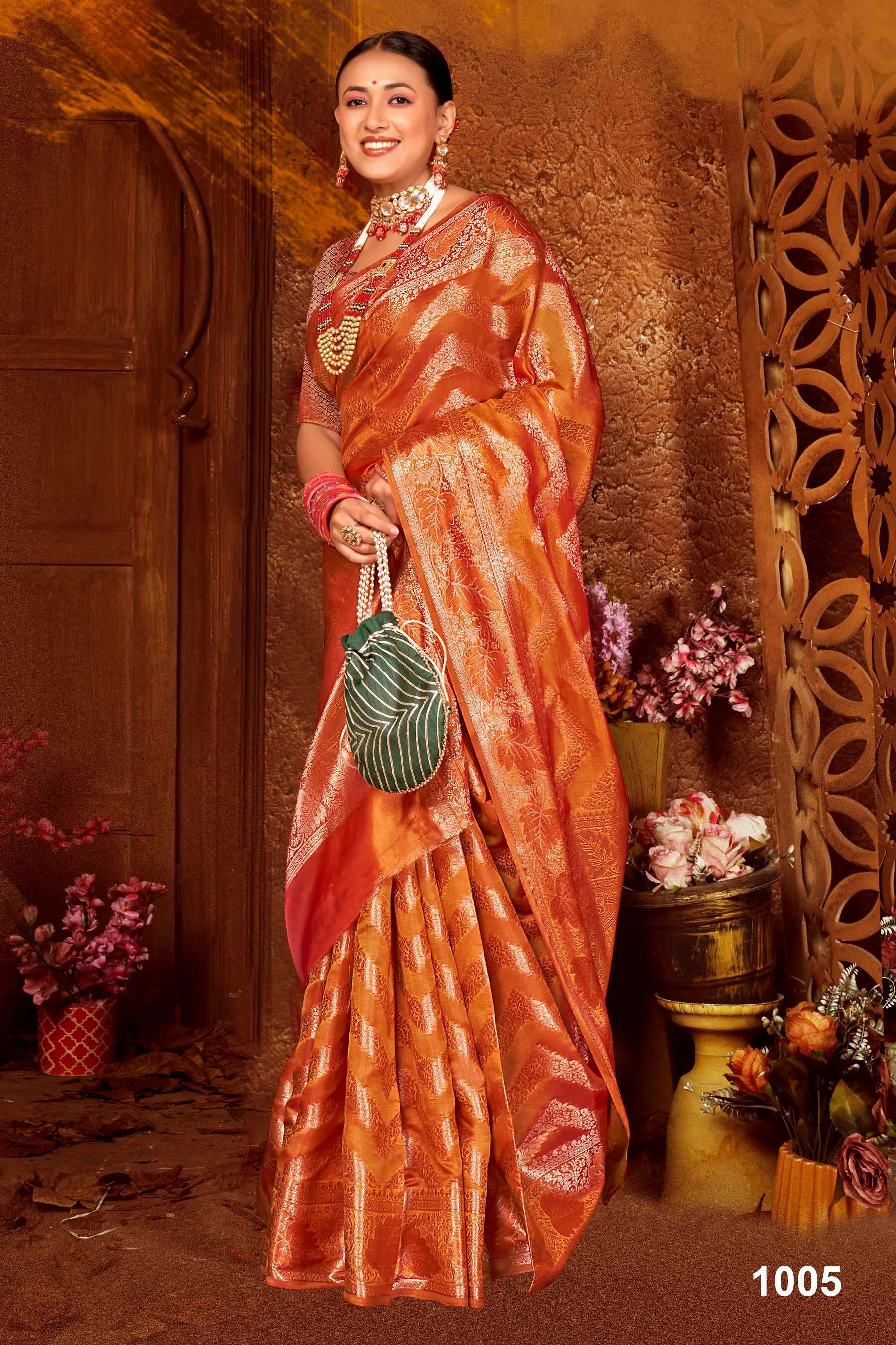 Organza Saree - Shop Pure Organza Silk Saree Online | Me99