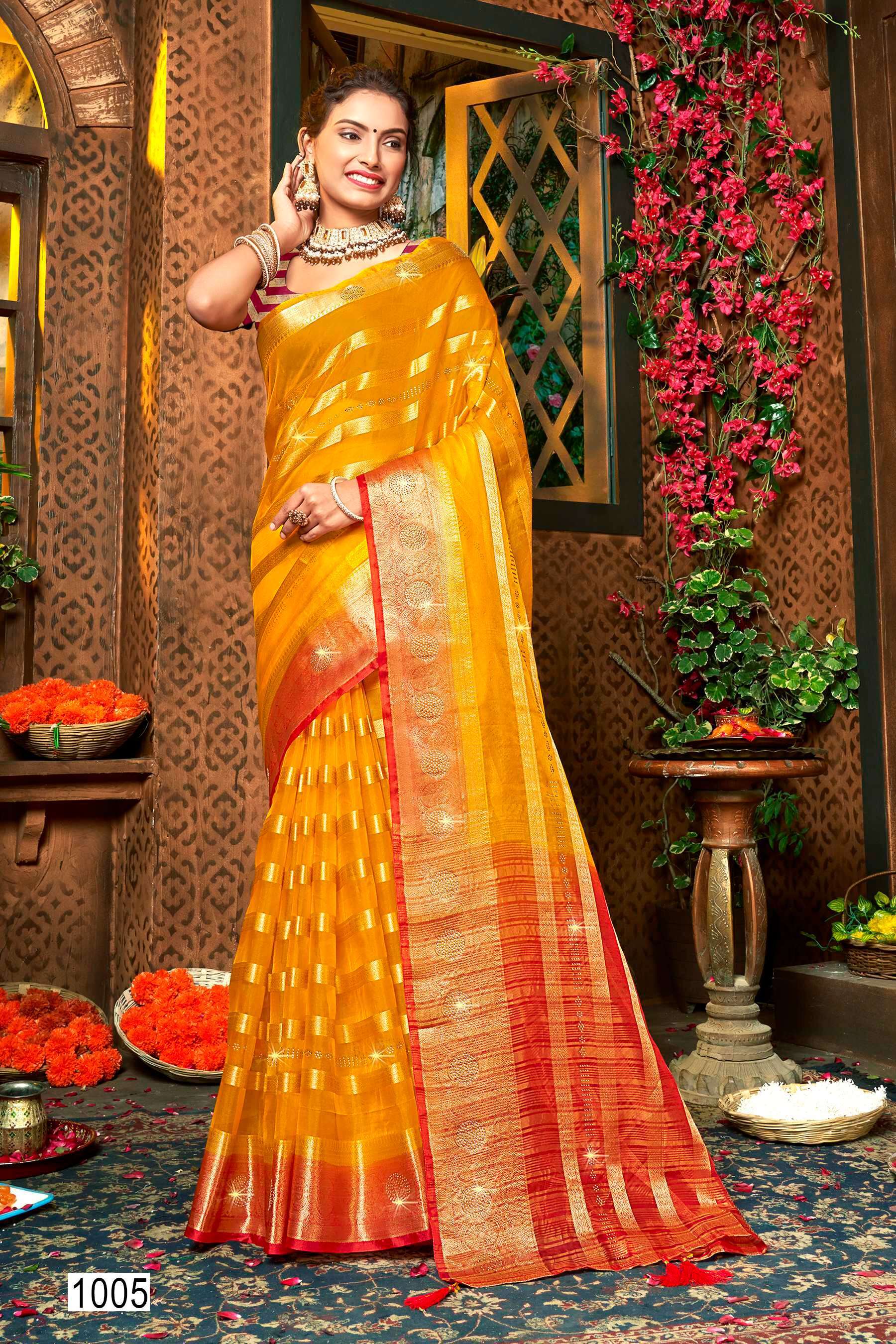 Saroj Namita Organza Saree  with  Sequence work saree wholesale saree dealers