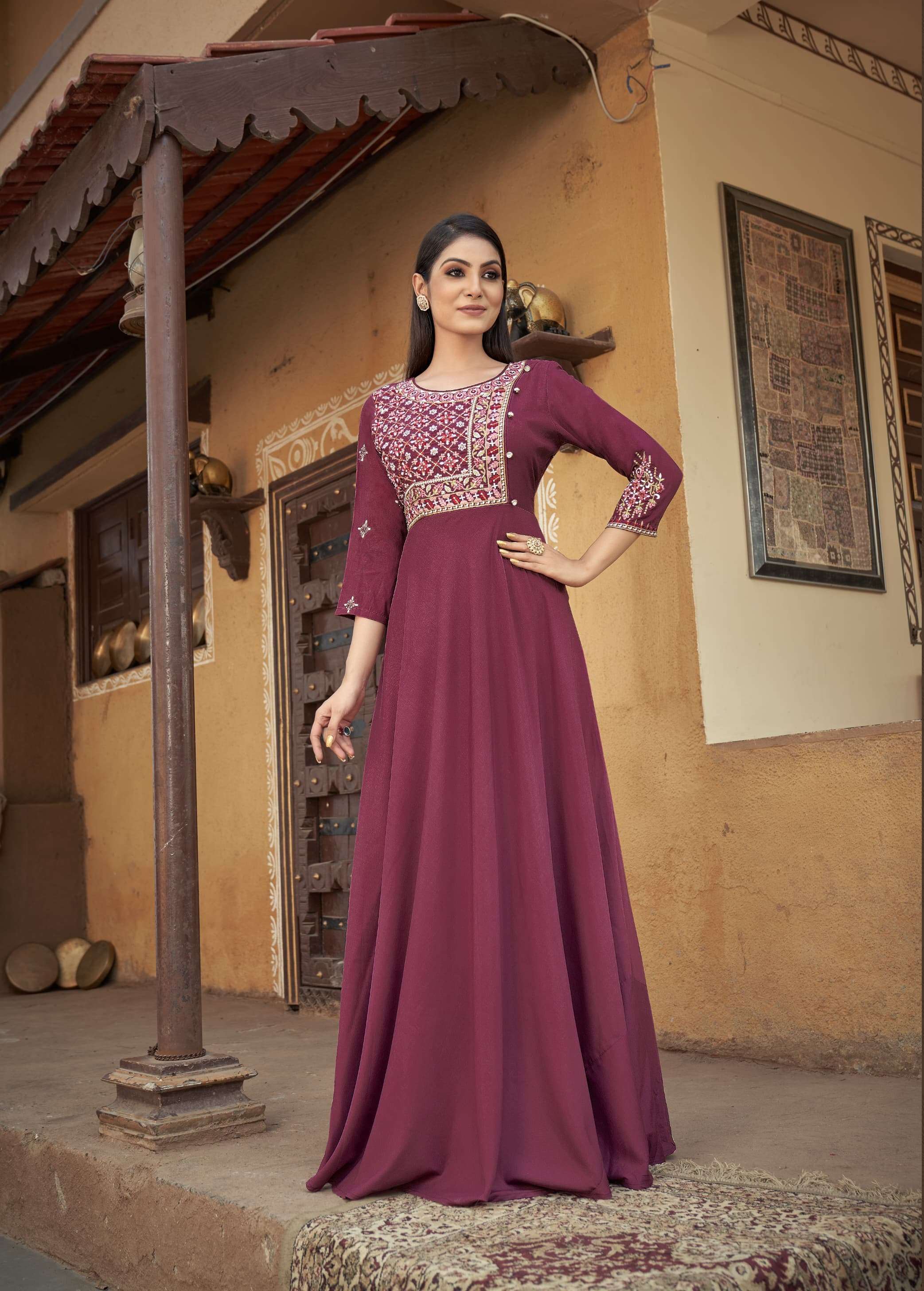 Flory Vol 41 By Kf Shubhkala Georgette Embroidered Party Wear Gown  Wholesale Market In Surat - The Ethnic World