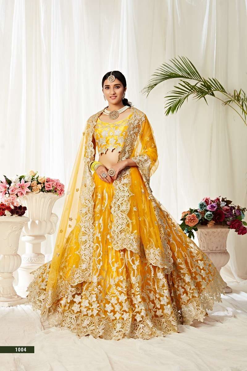 AGNILEKHA – 1004 YELLOW DESIGNER PARTY WEAR LOOK HEAVY LEHENGA CHOLI Manufacturers in Surat